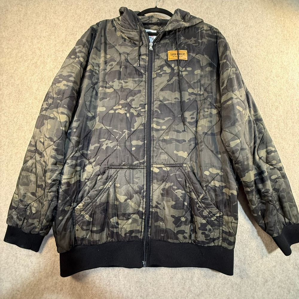 Thigh‎ Huggers Mens Quilted Camo Zip Up Hoodie Jacket Ripstop Camouflage Large